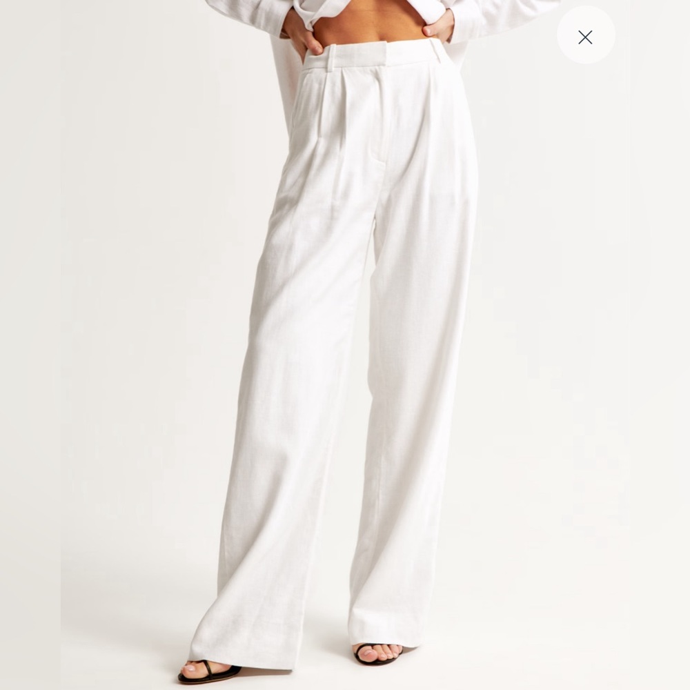 Abercrombie White Linen Blend Trousers
